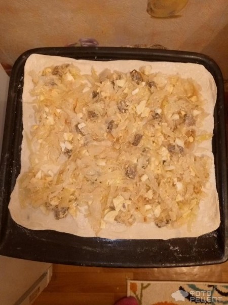 Рецепт: Пирог с капустой, фаршем, зеленым луком - В духовке