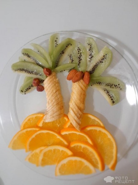 Рецепт: Фруктовый салат "Пальма" - Фруктовые десерты для детей, на день рождения, на любой праздник.