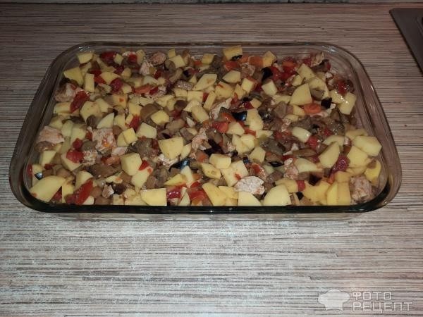 Рецепт: Овощное рагу в духовке с сыром - С готовой замороженной смесью