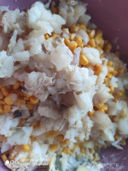 Рецепт: Рыбный салат с рисом и яйцом - В моем исполнении.
