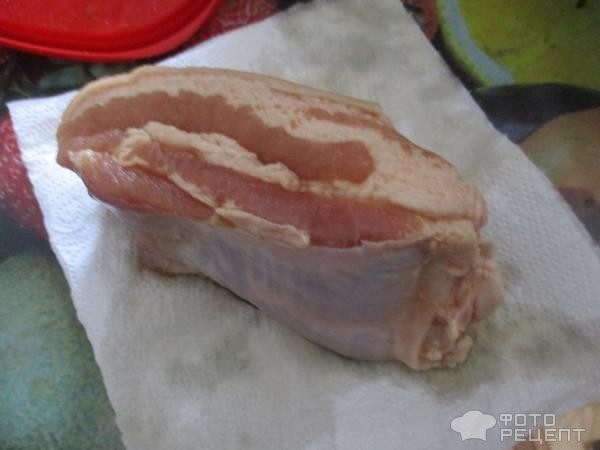 Рецепт: Свиная грудинка горячего и холодного копчения - вместе с копчеными яйцами и сосисками (сравнительный анализ)