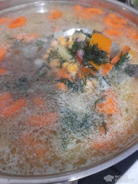 Рецепт: Гороховый суп с копченой колбасой - С мускатной тыквой и краковской колбасой. Лучший обед для зимних холодов:)
