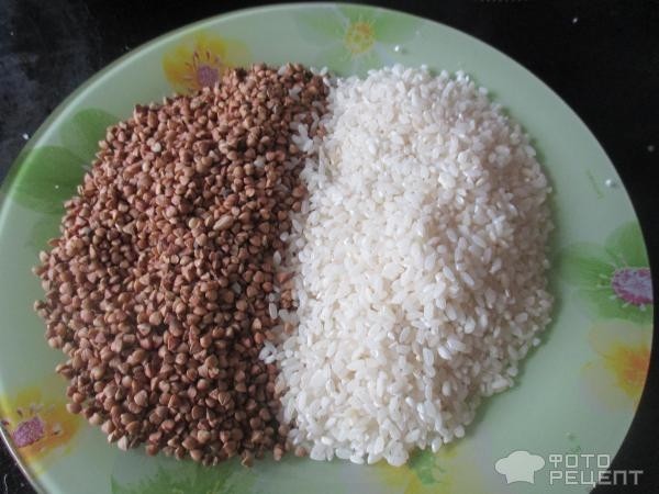 Рецепт: Гречнево-рисовая каша в мультиварке - со свининой