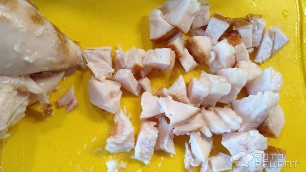 Рецепт: Салат с копченой курицей - и шампиньонами