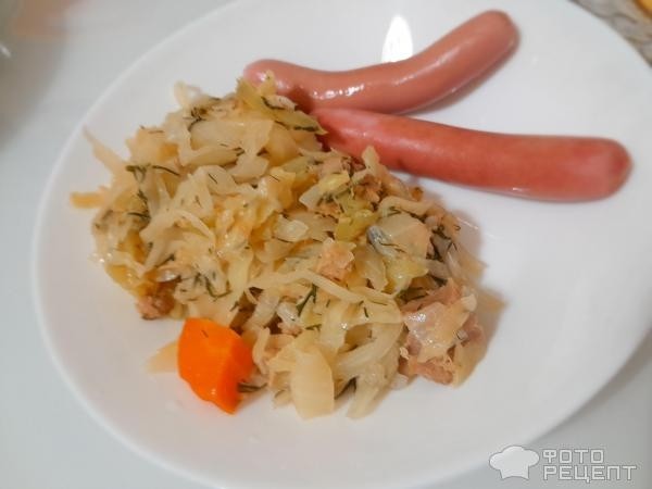 Рецепт: Тушеная капуста с тунцом и перцем - Лёгкое диетическое блюдо на ужин, рыбное меню в Великий пост!