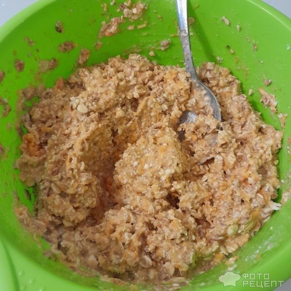 Рецепт: Диетическое овсяное печенье - Из хлопьев "4 злака" с творогом, без сахара, без муки и манки, и лишнего жира.