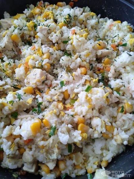 Рецепт: Рис с овощами и мясом - С курицей на сковороде
