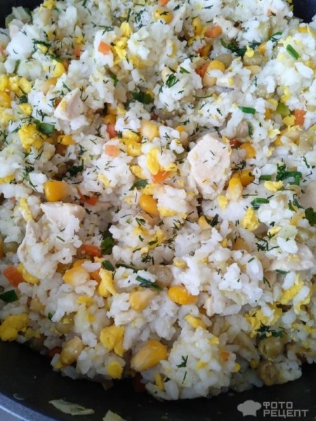 Рецепт: Рис с овощами и мясом - С курицей на сковороде