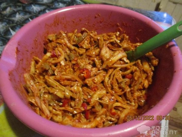 Рецепт: ХЕ из свиного рубца - салат из требухи по-корейски