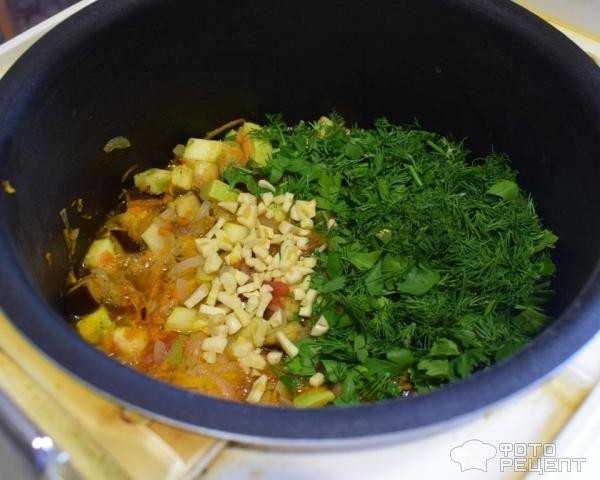 Рецепт: Овощное рагу с баклажанами и кабачками - в мультиварке