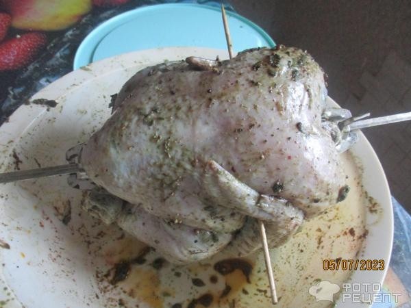 Рецепт: Курица-гриль на вертеле - в духовке