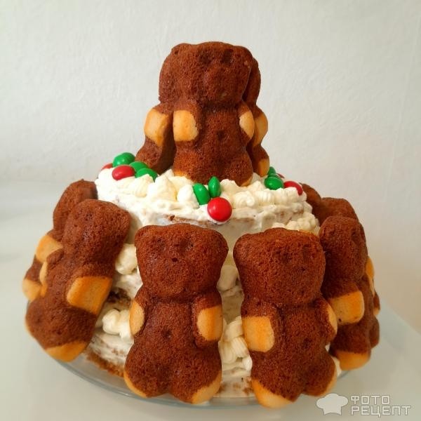 Рецепт: Торт на день рождения девочке "Ми-ми-мишки" - Трехъярусный торт на три года девочке, своими руками в домашних условиях, без мастики
