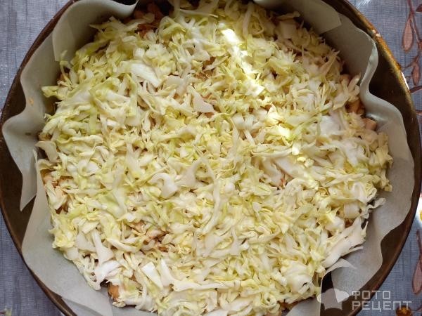Рецепт: Пирог "Клюмс" - с курицей, капустой и картофелем