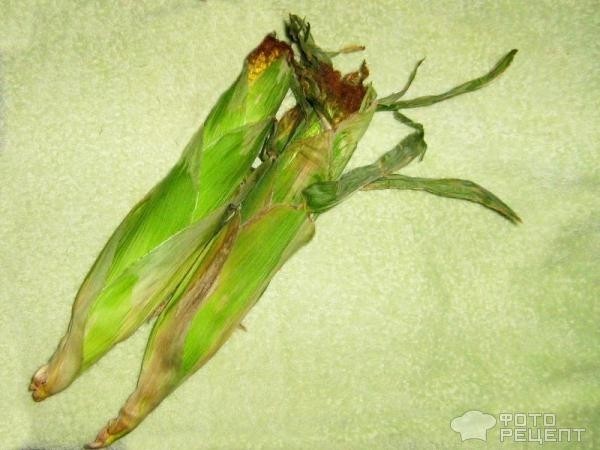 Рецепт: Кукуруза вареная - в листьях
