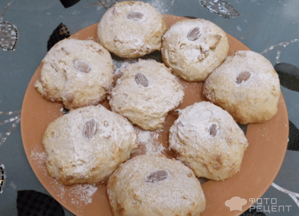 Рецепт: Печенье из кукурузной каши - с миндалем
