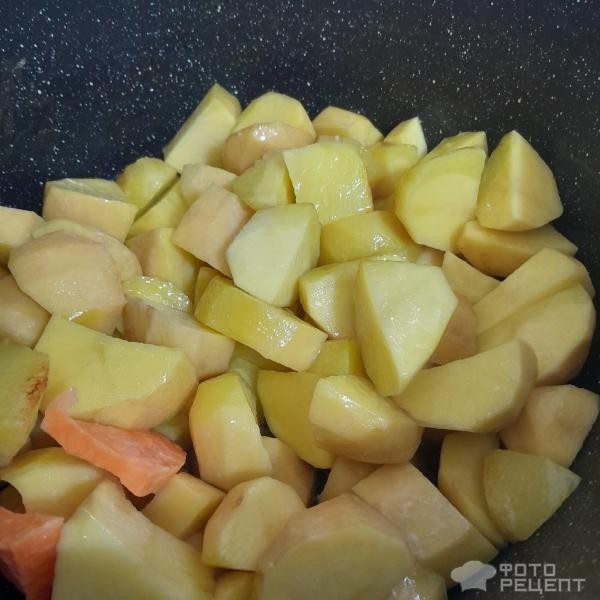 Рецепт: Рагу из батата (сладкого картофеля) - Яркие краски осени! Вкусное и нежное овощное рагу с двумя видами картофеля.