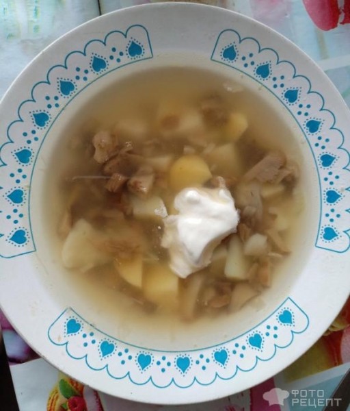 Рецепт: Суп из сыроежек замороженных - с картофелем