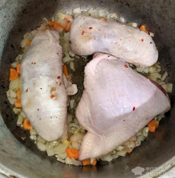 Рецепт: Булгур с курицей - Булгур с курицей в казане