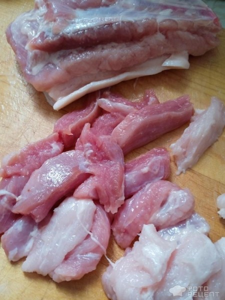 Рецепт: Жареная свиная грудинка с картошкой и луком - По - южному: с помидорами и баклажаном