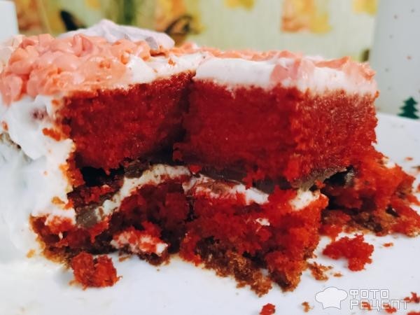 Рецепт: Сырный торт "Красный бархат" - Очень вкусный и красивый