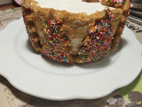 Рецепт: Торт с творожным кремом - овсяный медовик с творожным кремом