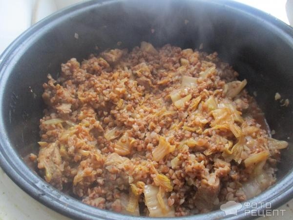 Рецепт: Тушеная капуста с гречкой - с пекинской капустой и мясом