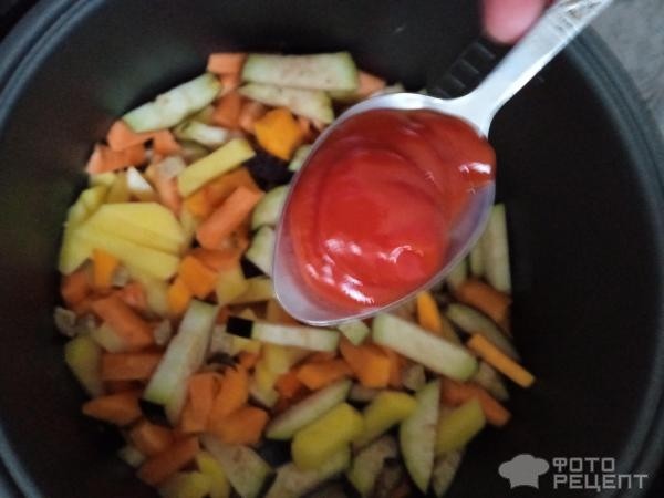 Рецепт: Тушеные овощи в мультиварке - С тыквой и баклажаном: очень вкусно и полезно
