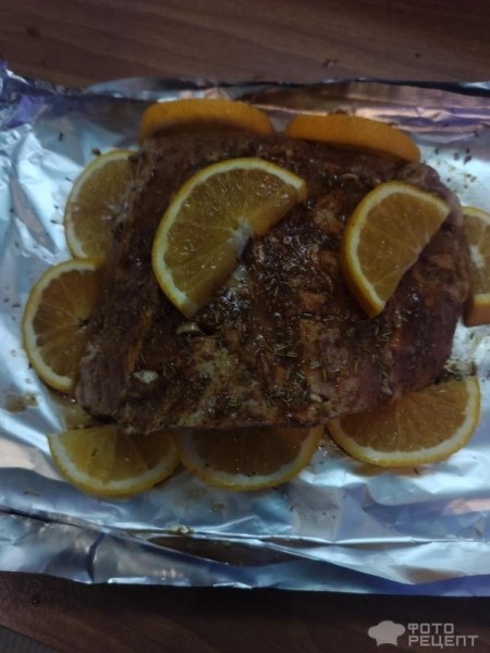 Рецепт: Корейка с апельсинами - в духовке