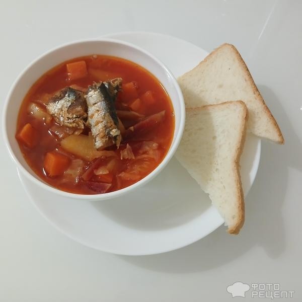 Рецепт: Борщ с килькой в томатном соусе - Отличный рецепт постного борща, можно варить в "рыбные" дни поста