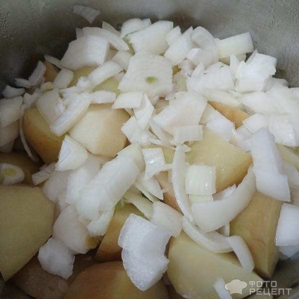 Рецепт: Тушеный картофель с овощами - С тыквой и фасолью. Постное меню.
