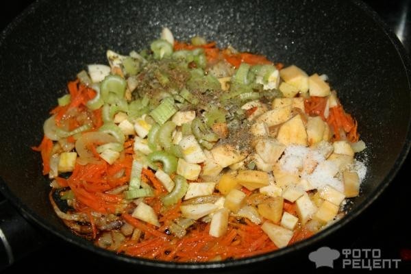 Рецепт: Постная гречка с овощами - с репой